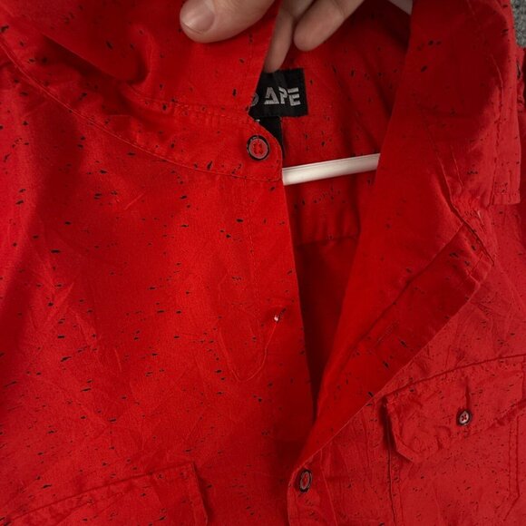 Red Ape Urban Wear Red Black Splatter Button Up Long Sleeve Shirt Men 2XL Adult - Picture 8 of 16
